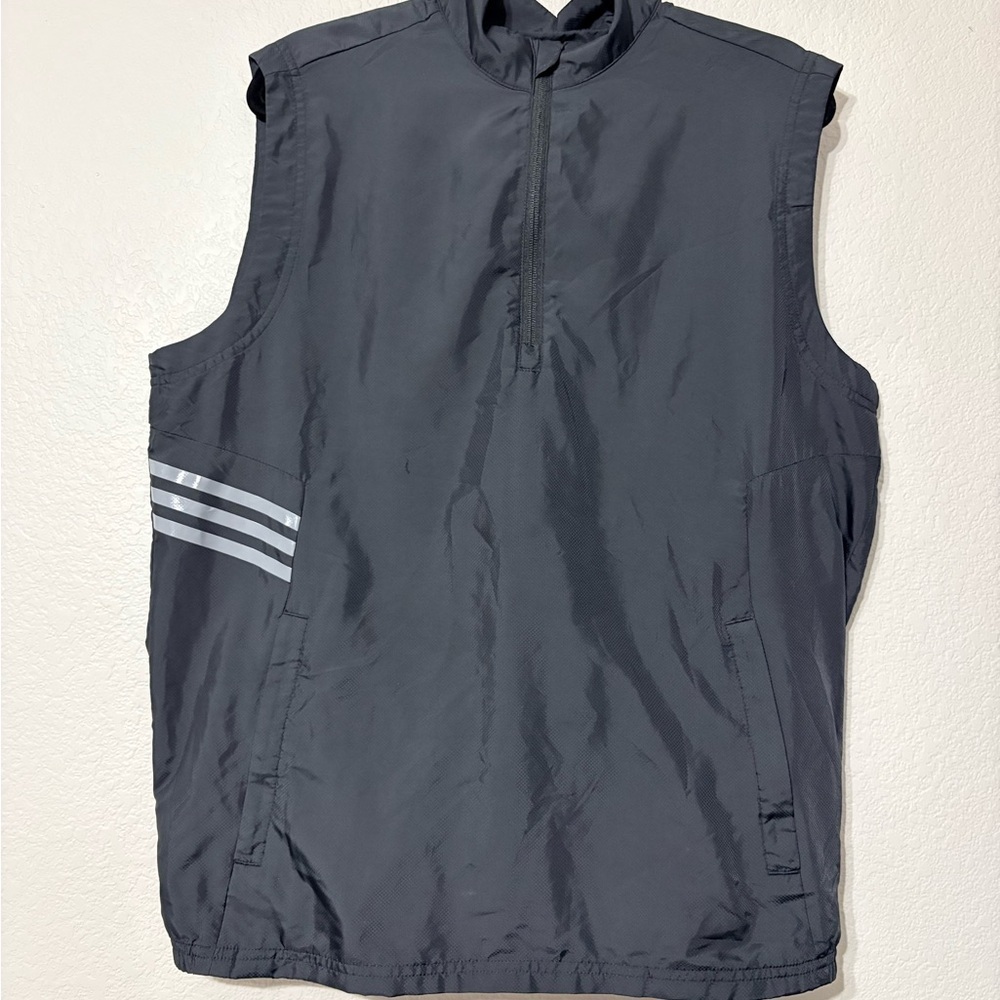Men's Adidas 1/4 Zip Golf Black Wind Vest. Side Zip Pockets. M - Picture 3 of 12